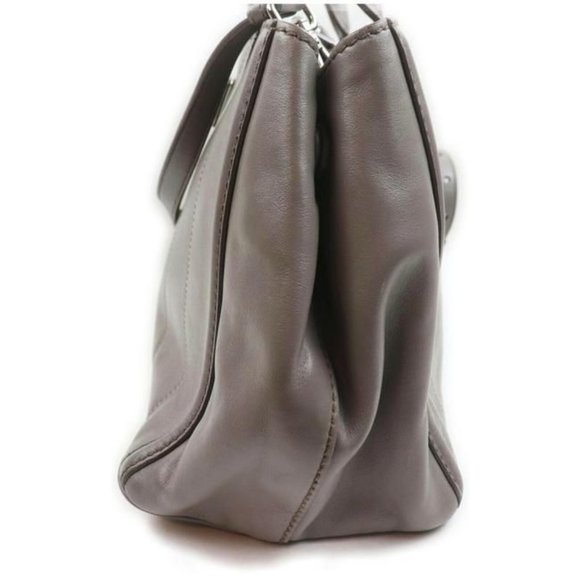 Prada Vitello Daino Top Handle Two Way Grey Leather Chrome Satchel - Picture 4 of 9